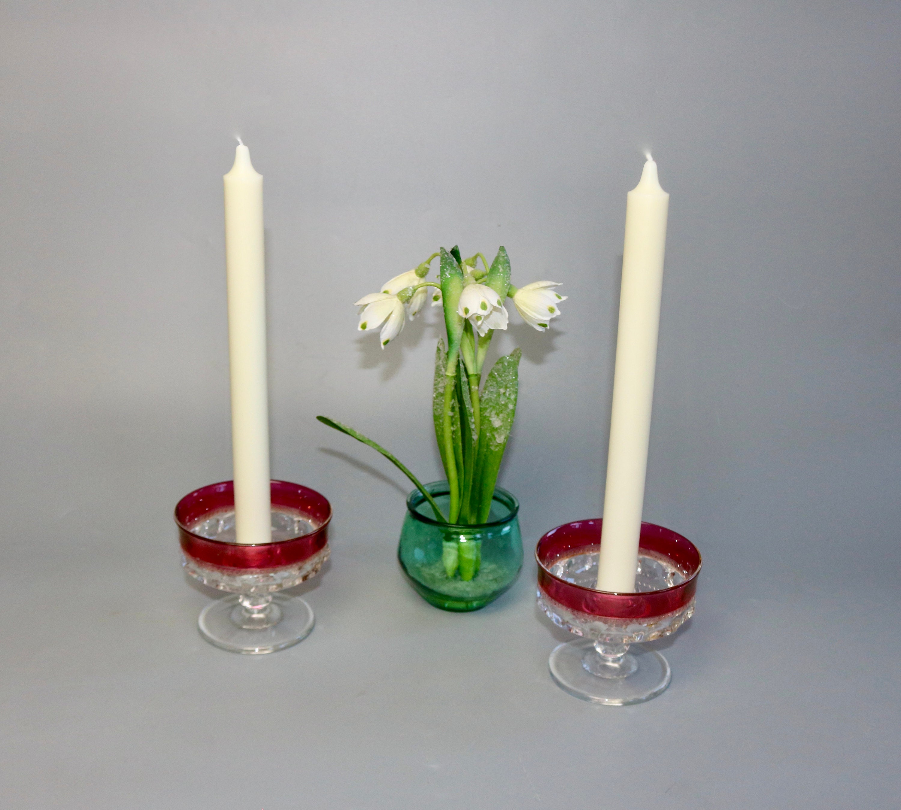 Candle Holders & Accessories Home Décor Pair of Ruby Flash Glass