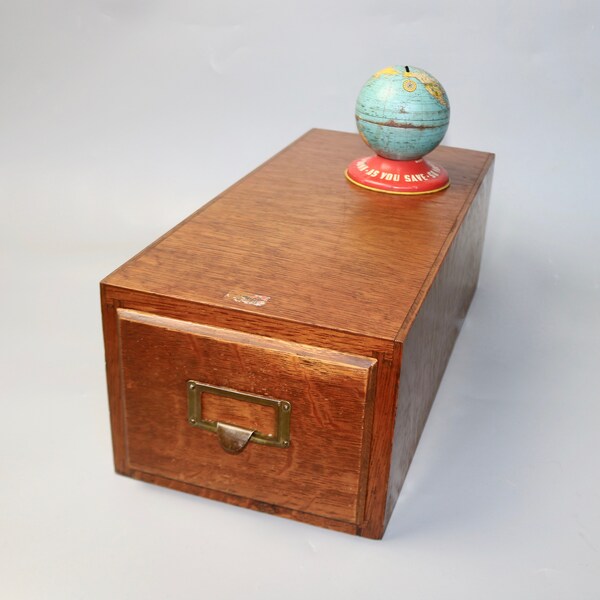 Vintage Antique One Drawer Card Catalog, Vintage Library Box, Vintage Office Storage, Farmhouse Style