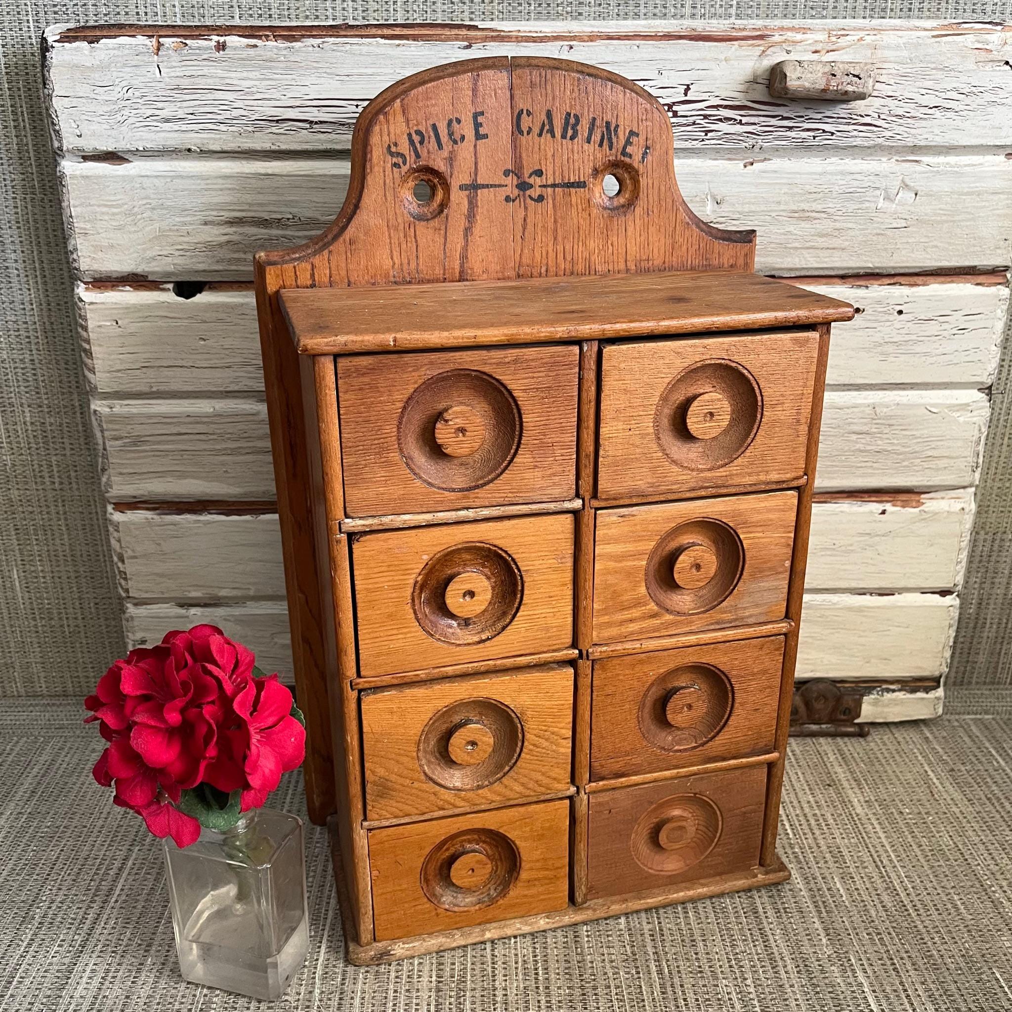 Vintage Spice Cabinet With Drawers Free Shipping Farmhouse Decor