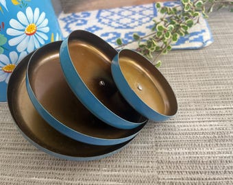 Vintage Blue Ransburg Canister Set Graduated Hand Painted