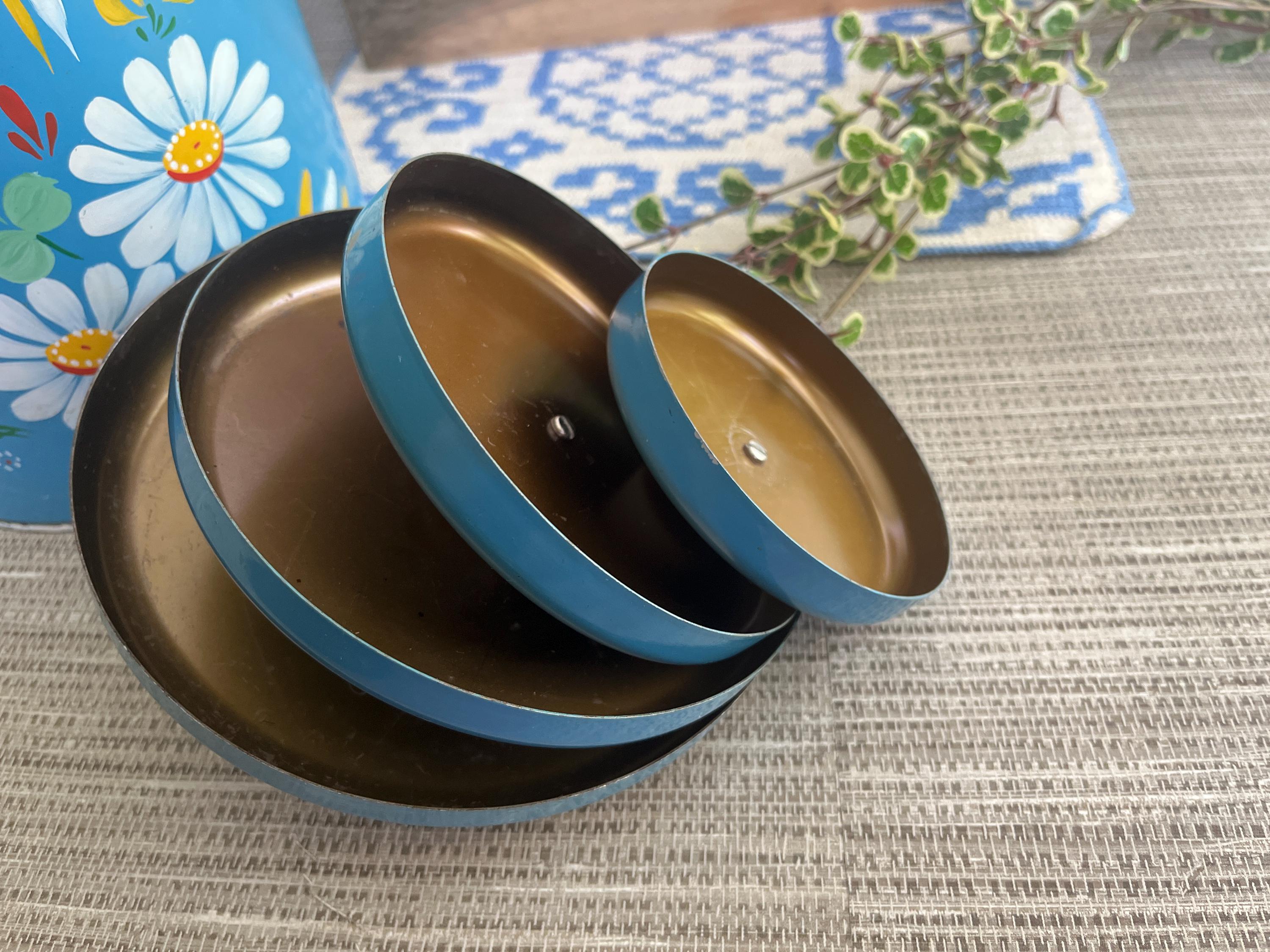 Vintage Blue Ransburg Canister Set Graduated Hand Painted