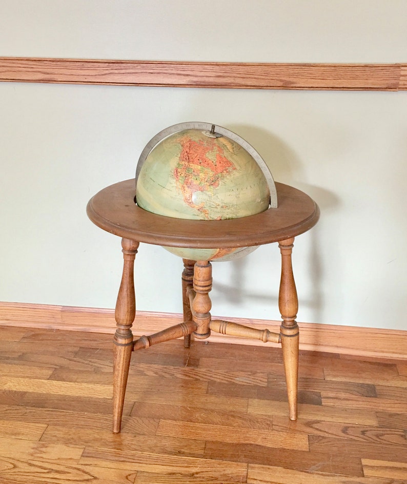 Mid Century Repogle World Globe In A Wooden Floor Stand Etsy