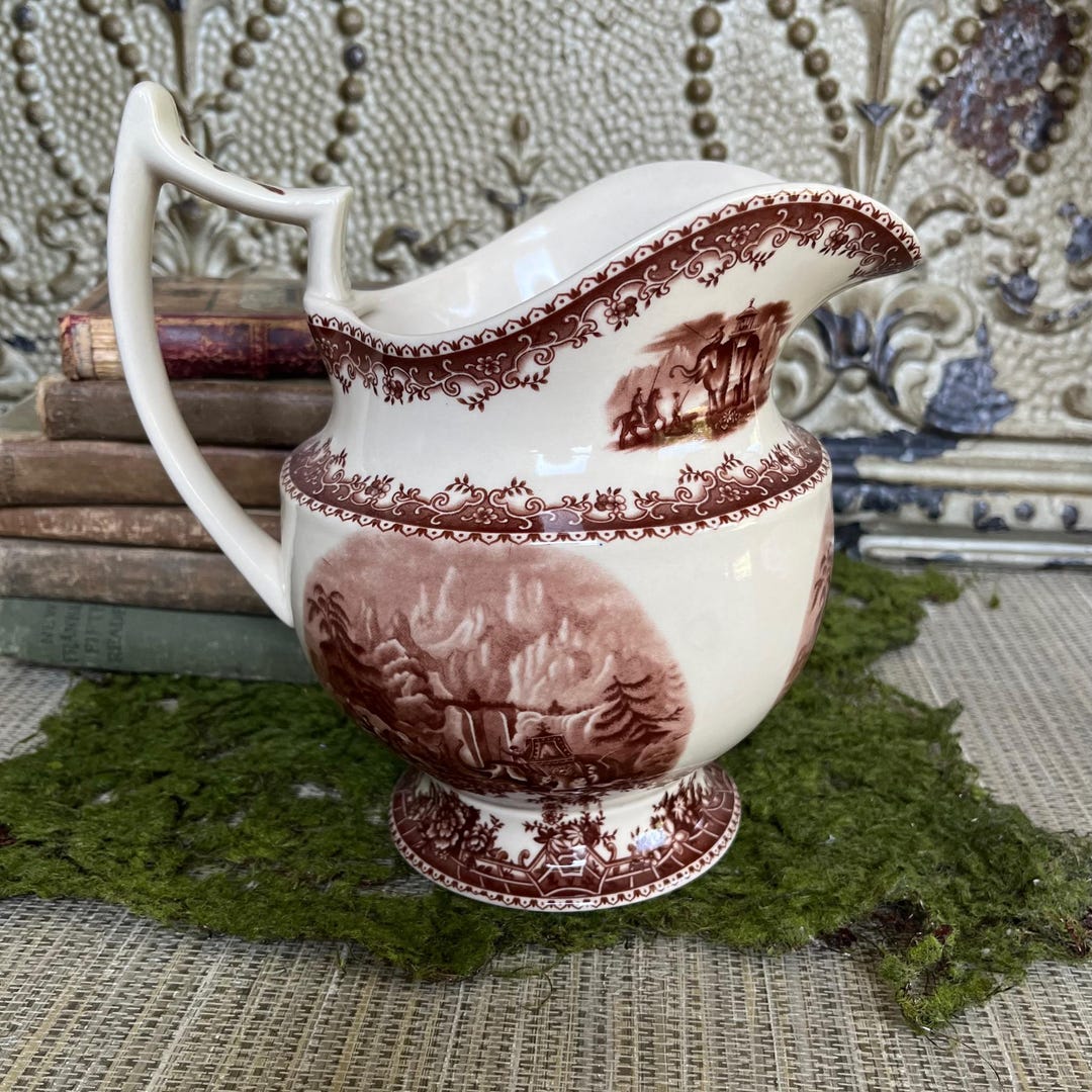 Vintage Brown Transfer Ware Pitcher Brown Jug, Free Shipping - Etsy