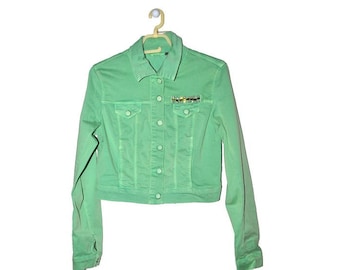 Green Denim Jacket - Etsy