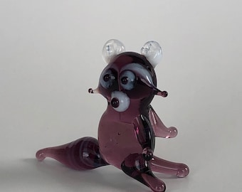 Miniature Collectibles Glass Animals Figurines Raccoon