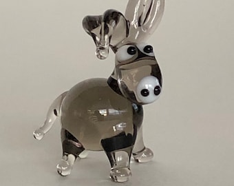 Donkey Miniature Collectible Glass Figurine