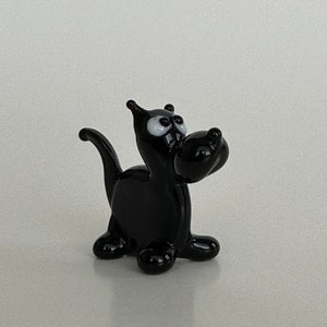 Black Terrier Dog Miniature Collectible Glass Animal Figurine