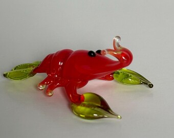 Miniature Glass Red Lobster Figurine