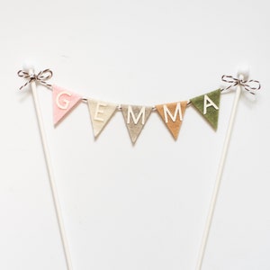 Personalized Triangle Felt Flag Cake Topper First Birthday, Graduation, & More image 1
