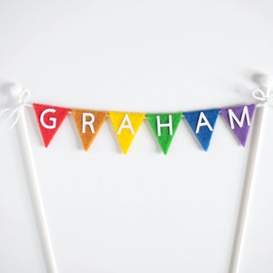 Personalized Triangle Felt Flag Cake Topper First Birthday, Graduation, & More image 5