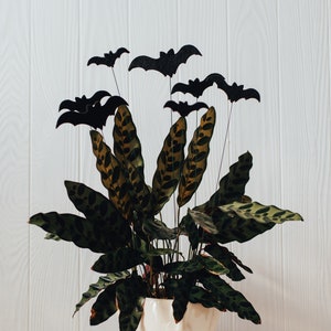 Felt Bat House Plant Stakes | Cute Halloween Decor