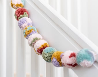 Kleurrijke Boho Pom Pom Garland | Kinderkamer-, herfst- en Thanksgiving-decor