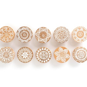 Hand Painted Boho Mandala Doily Themed Dresser Drawer Cabinet Knob Pulls