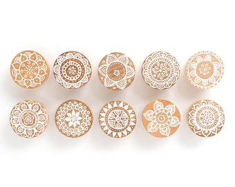 Hand Painted Boho Mandala Doily Themed Dresser Drawer Cabinet Knob Pulls