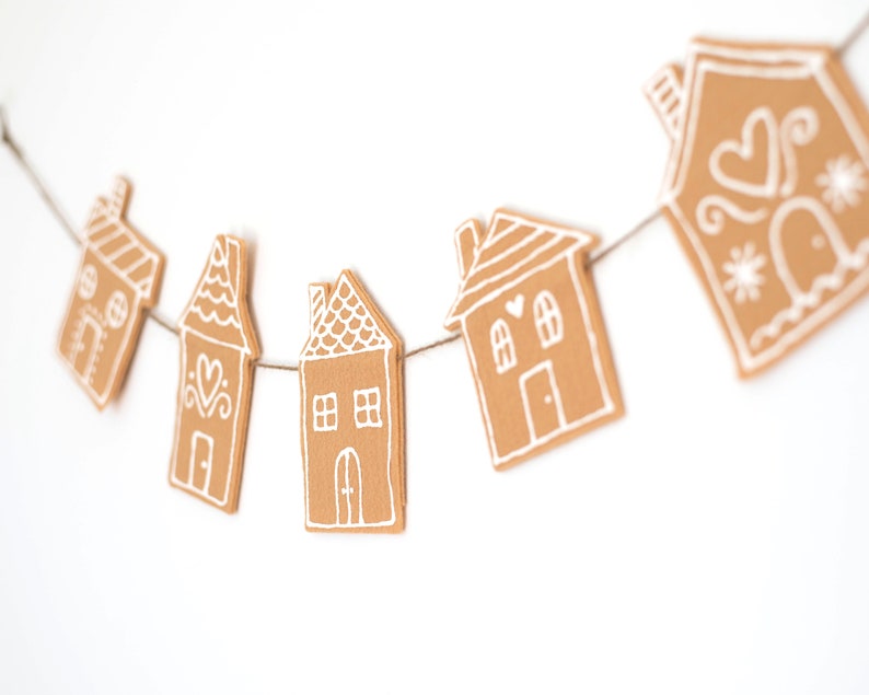 Gingerbread House Christmas Felt Banner Garland for Mantle and Home Decor image 8