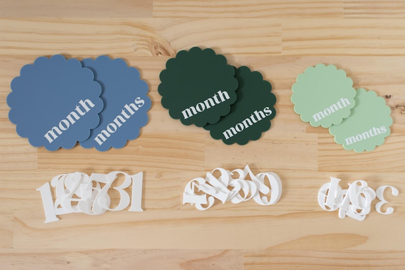 Ausgebogter Kreis Acryl austauschbare monatliche Meilensteinmarker | Neugeborenen Geschenk Babyparty | 1 Monat-1 Jahr Meilenstein Marker Photo Prop Bild 5