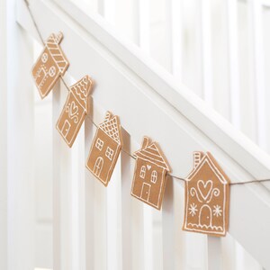 Gingerbread House Christmas Felt Banner Garland for Mantle and Home Decor image 2