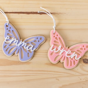 Personalized Butterfly Acrylic Name Gift Bag Tag | Back to School Bag Tag, Easter Basket Name Gift Tag | Reusable