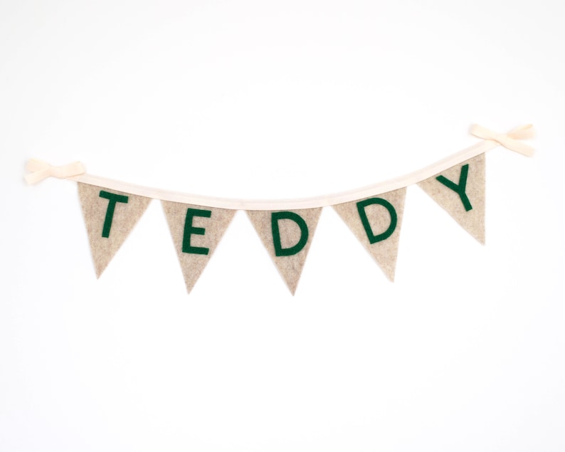 Personalized Name Word 4 Triangle Felt Flag Banner with Border Children and Baby Bedroom, Party Decor, Back to School, and Graduation image 6