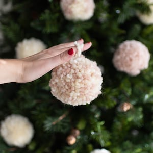 CUSTOM Giant Bohemian Wool Pom Pom Christmas Tree Ornaments -Blush, Red, Cream, Mustard, Moss, Spice, White