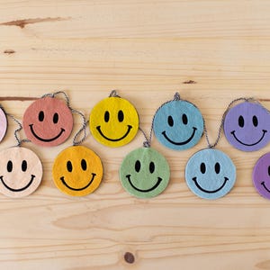 Pastel Rainbow Smile Face Felt Wall Hanging Garland for Boho Chic Bedroom, Nursery, & Home Decor