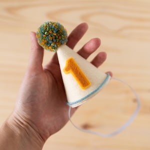 Personalized Felt Baby Mini First Birthday Number Hat with Pom Pom