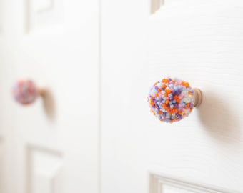 CUSTOM SPECKLED Pom Pom Dresser Drawer Cabinet Pulls for Nursery and Boho Bedroom Decor