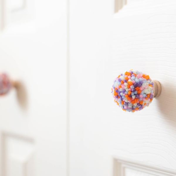 CUSTOM SPECKLED Pom Pom Dresser Drawer Cabinet Pulls for Nursery and Boho Bedroom Decor