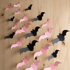 Pink & Black Glitter Bat 3D Wall Decor | Halloween