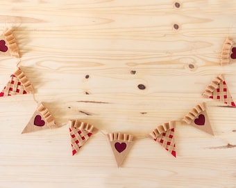 Pancarta de pastel de fieltro con forma de corazón para fiestas, cumpleaños, decoración de cocina / Guirnalda para el Día de San Valentín / Dulce como un pastel / Pastel de bayas color rojo cereza y burdeos