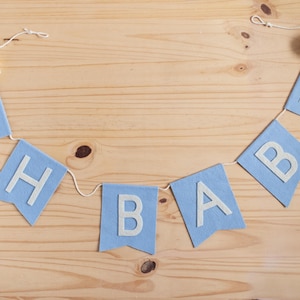 CUSTOM Oh Baby Banner for Baby Shower with Wool Pom Poms - Choose Your Flag Color