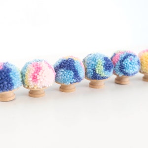 Pastel Rainbow Pom Pom Knob for Nursery Girls Bedroom Decor image 3