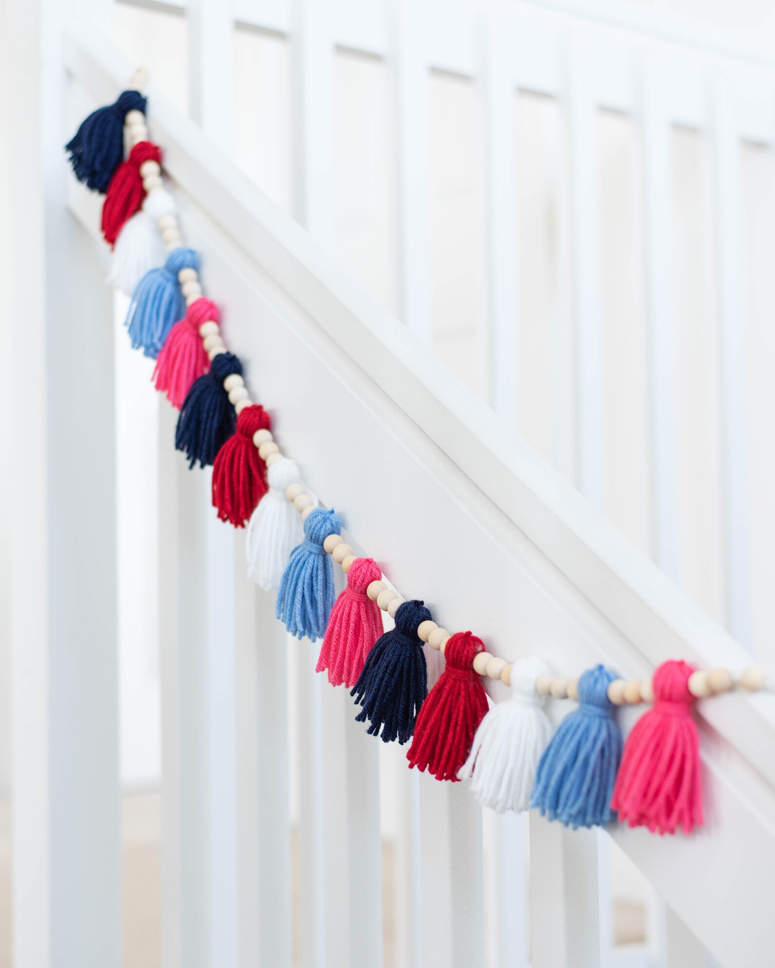 CUSTOM Colorful Tassel Garland With Three Small Wood Beads for Etsy