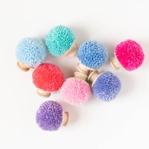 CUSTOM SOLID Pom Pom Dresser Drawer Cabinet Pulls for Nursery and Boho Bedroom Decor image 7