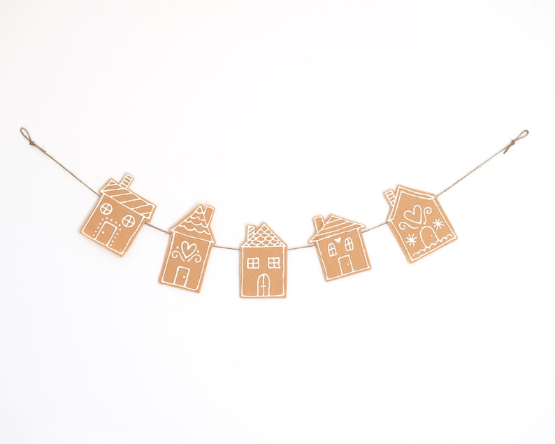 Gingerbread House Christmas Felt Banner Garland for Mantle and Home Decor image 5