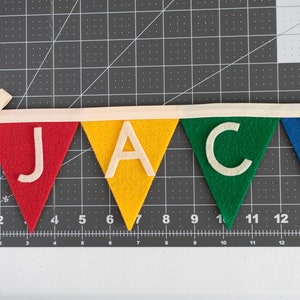 Personalized Name Word 4 Triangle Felt Flag Banner with Border Children and Baby Bedroom, Party Decor, Back to School, and Graduation image 9