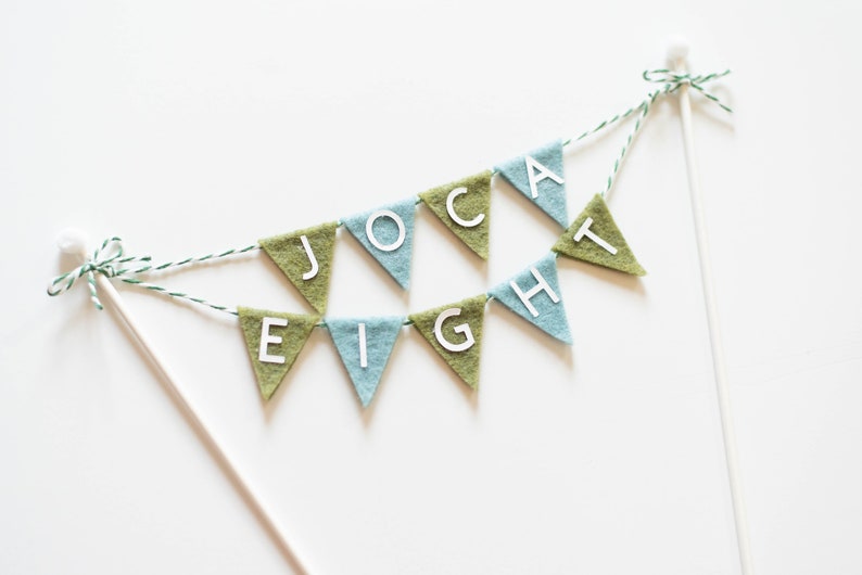 Personalized Triangle Felt Flag Cake Topper First Birthday, Graduation, & More image 6