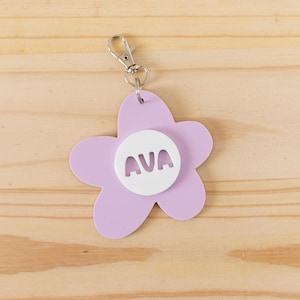 Personalized Groovy Daisy Name Gift Acrylic Keychain | Personalized Keychain, Custom Name Letter Keychain, Back to School, Custom Child Gift