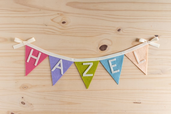 Personalized Name Word 4 Triangle Felt Flag Banner With Border Children and Baby Bedroom Party Decor Back to School and Graduation Etsy