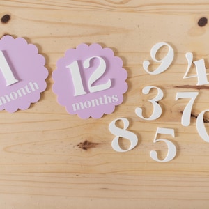 Ausgebogter Kreis Acryl austauschbare monatliche Meilensteinmarker | Neugeborenen Geschenk Babyparty | 1 Monat-1 Jahr Meilenstein Marker Photo Prop Bild 6