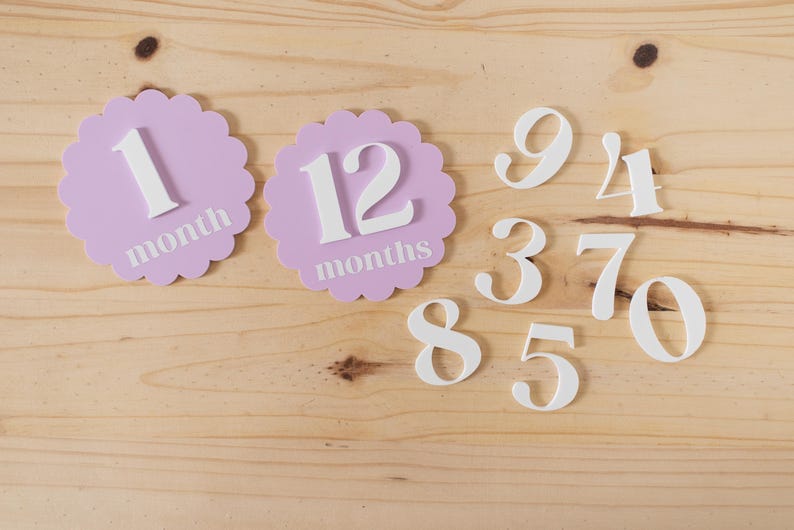 Ausgebogter Kreis Acryl austauschbare monatliche Meilensteinmarker | Neugeborenen Geschenk Babyparty | 1 Monat-1 Jahr Meilenstein Marker Photo Prop Bild 6