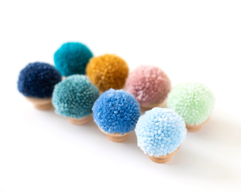 CUSTOM SOLID Pom Pom Dresser Drawer Cabinet Pulls for Nursery and Boho Bedroom Decor image 4