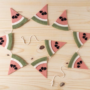Watermelon Felt Flag Banner Garland | Summer Baby Nursery and First BirthdaysDecor | One in a Melon | Choose Your Colors