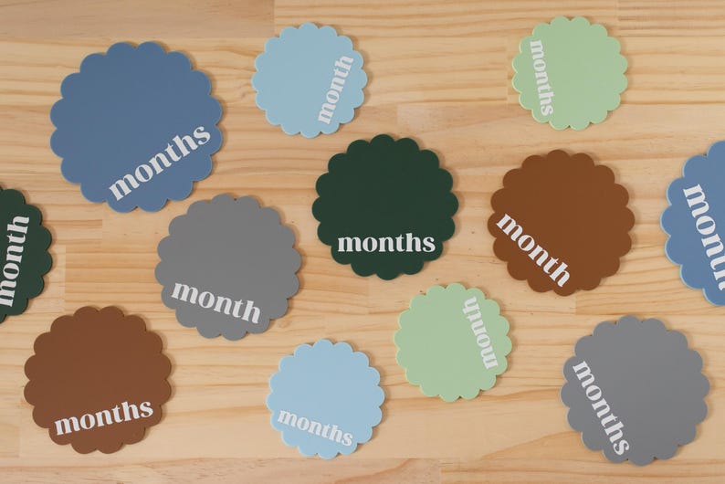 Ausgebogter Kreis Acryl austauschbare monatliche Meilensteinmarker | Neugeborenen Geschenk Babyparty | 1 Monat-1 Jahr Meilenstein Marker Photo Prop Bild 13