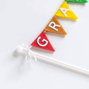 Personalized Triangle Felt Flag Cake Topper First Birthday, Graduation, & More image 9