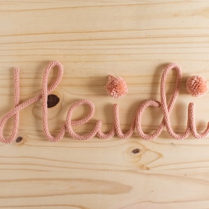 Personalized Baby Name Wall Hanging Knitted Wire | Children and Baby Bedroom, Birthday Decor, Boho Holiday Decor