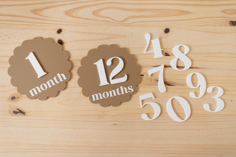 Ausgebogter Kreis Acryl austauschbare monatliche Meilensteinmarker | Neugeborenen Geschenk Babyparty | 1 Monat-1 Jahr Meilenstein Marker Photo Prop Bild 7