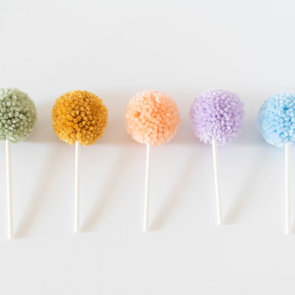 CUSTOM Pom Pom Cupcake Topper Pick Packs for Birthday Parties, Celebrations and Holidays