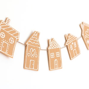 Gingerbread House Christmas Felt Banner Garland for Mantle and Home Decor image 4