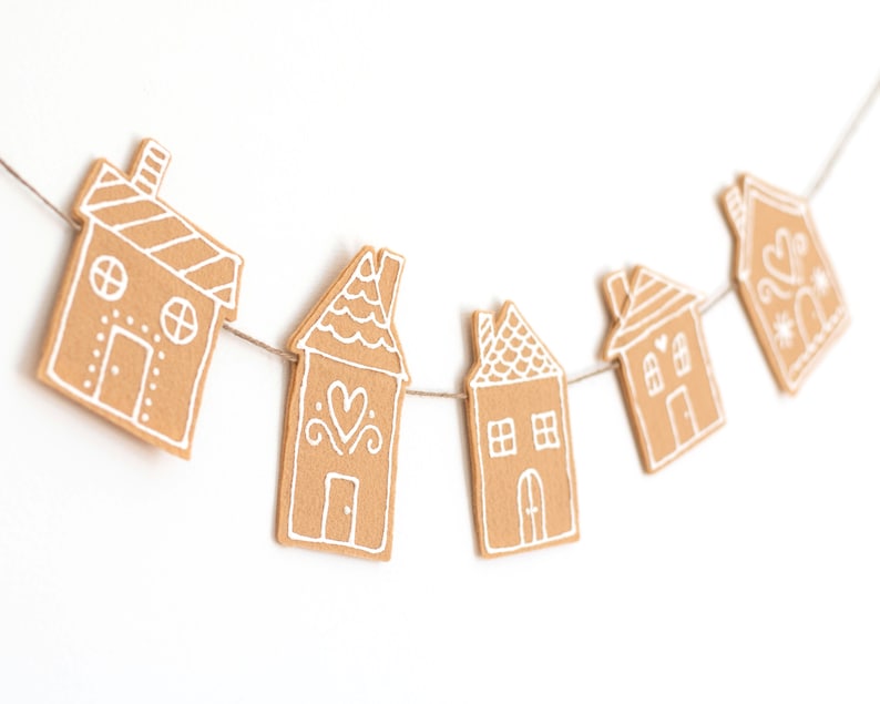 Gingerbread House Christmas Felt Banner Garland for Mantle and Home Decor image 4